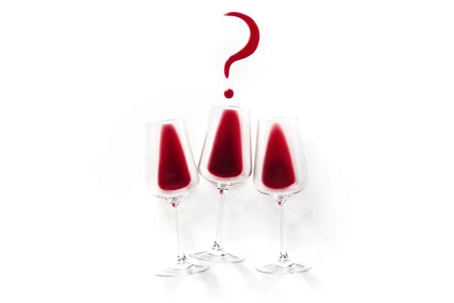 Wine glasses and question mark